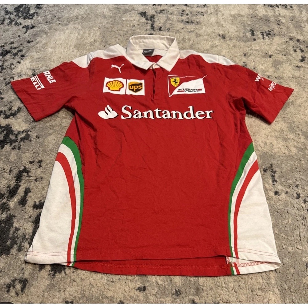 PUMA MOTO Ferrari Santander Shell pirelli mahle Mens Polo Shirt Red Sz Medium